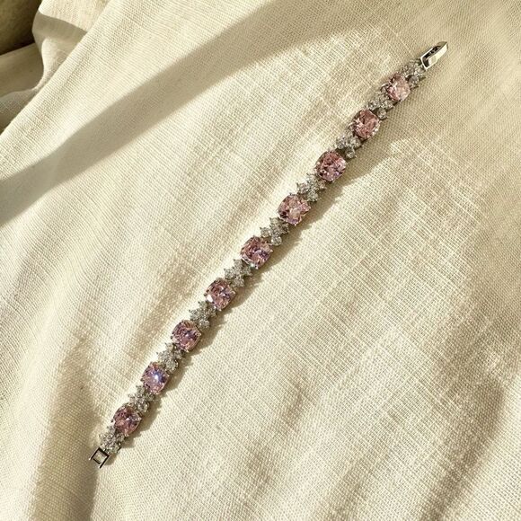 Regal Light pink cubic zirconia statement bracelet